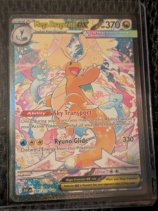 mega dragonite pokemon card ME: Ascended Heroes ex #295/217 Ralphie's Funhouse featuring the majestic Mega Dragonite Mega Dragonite 290/217 POP'N
